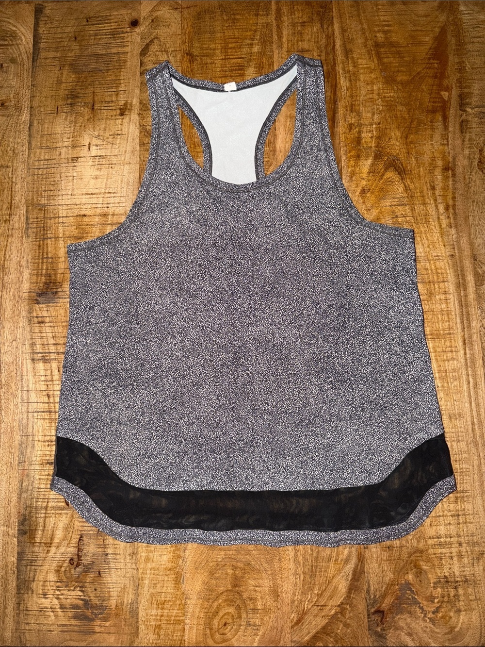 lululemon athletica Gray Racerback Tank with Black Mesh Hem